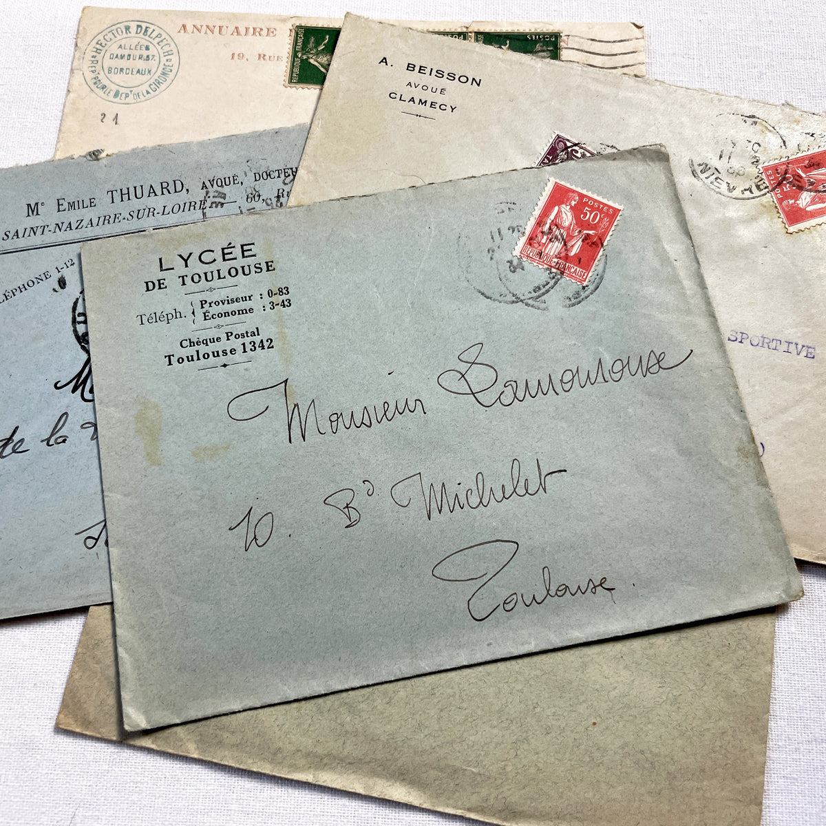 1920s - Lot of 20 Vintage French Business Envelopes – 1910s/1920s/1930s Ephemera for Junk Journals, Collage & Paper Crafts