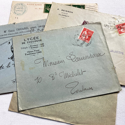 1920s - Lot of 20 Vintage French Business Envelopes – 1910s/1920s/1930s Ephemera for Junk Journals, Collage & Paper Crafts