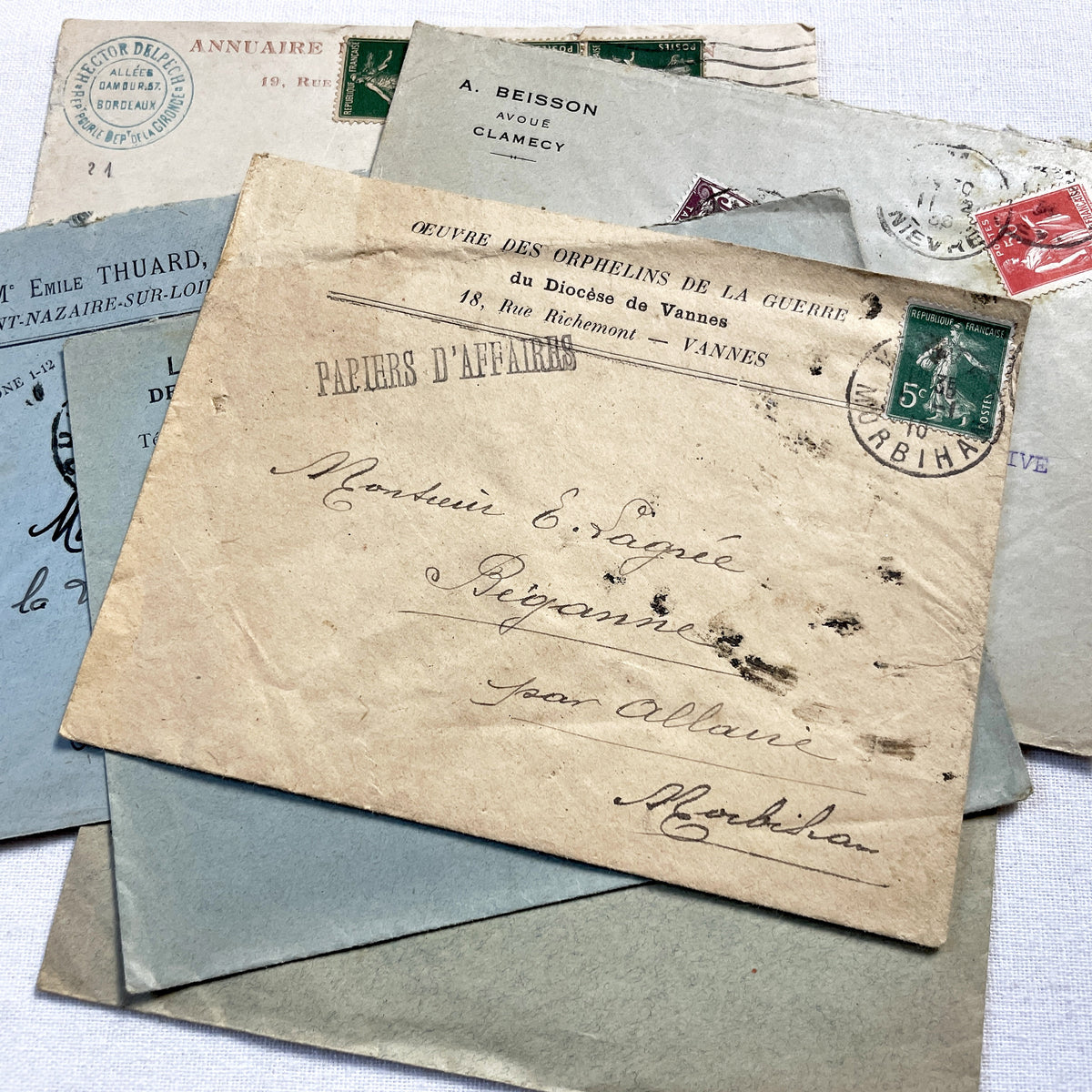 1920s - Lot of 20 Vintage French Business Envelopes – 1910s/1920s/1930s Ephemera for Junk Journals, Collage & Paper Crafts