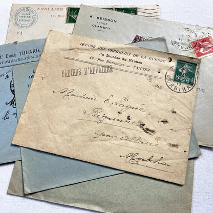 1920s - Lot of 20 Vintage French Business Envelopes – 1910s/1920s/1930s Ephemera for Junk Journals, Collage & Paper Crafts