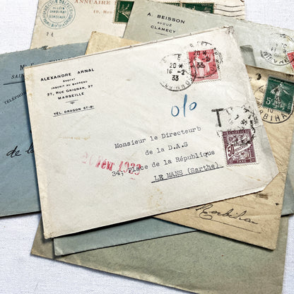 1920s - Lot of 20 Vintage French Business Envelopes – 1910s/1920s/1930s Ephemera for Junk Journals, Collage & Paper Crafts