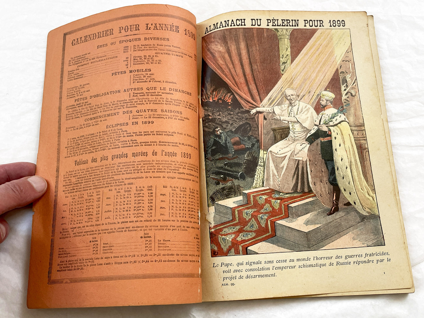 Late 19th - French Illustrated Catholic Almanac 1899 - Vintage Religious Historical Periodical - Art Nouveau Style Illustrations