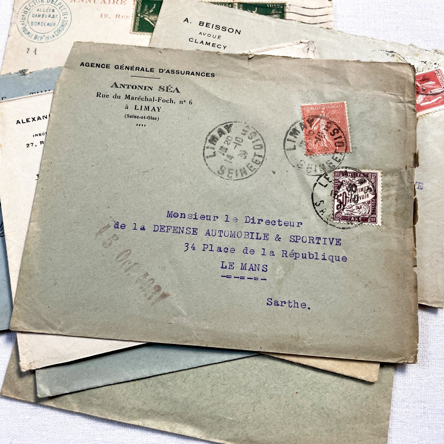 1920s - Lot of 20 Vintage French Business Envelopes – 1910s/1920s/1930s Ephemera for Junk Journals, Collage & Paper Crafts