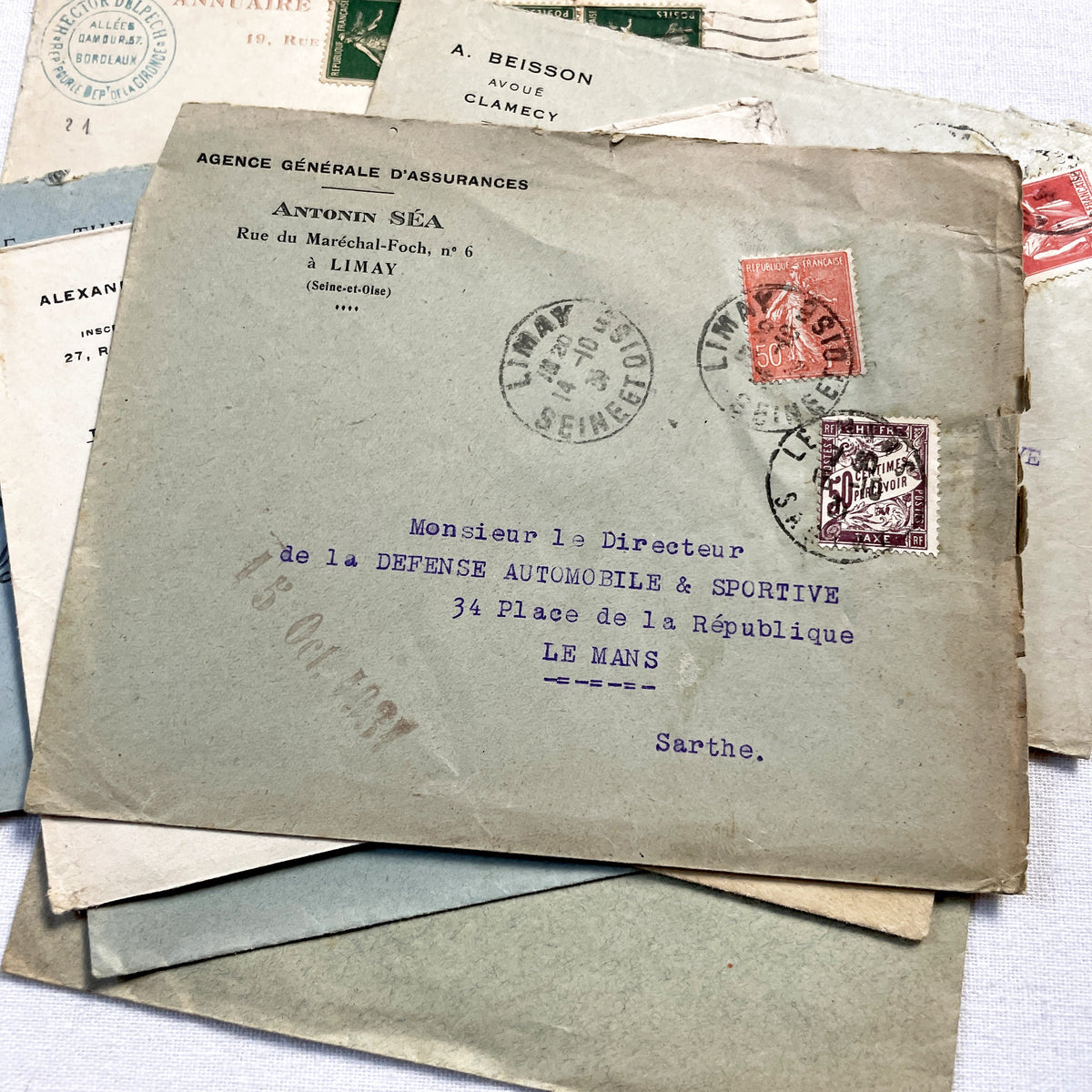 1920s - Lot of 20 Vintage French Business Envelopes – 1910s/1920s/1930s Ephemera for Junk Journals, Collage & Paper Crafts