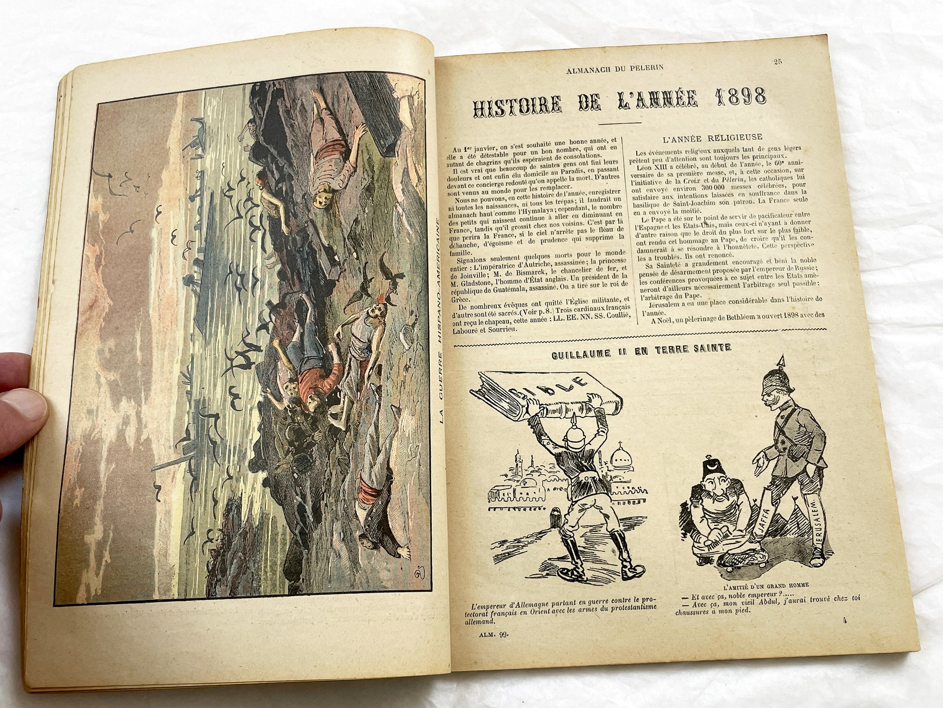 Late 19th - French Illustrated Catholic Almanac 1899 - Vintage Religious Historical Periodical - Art Nouveau Style Illustrations