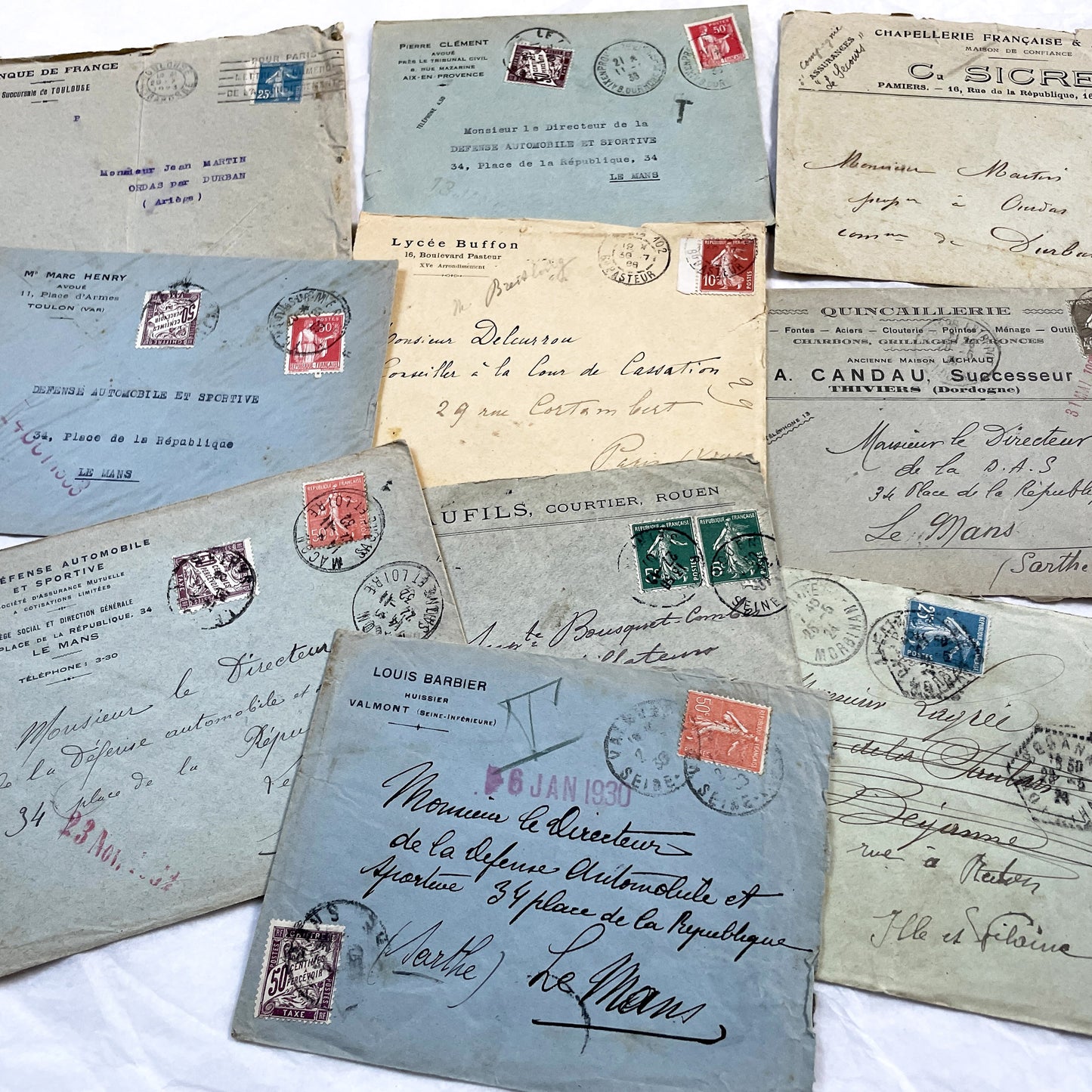 1920s - Lot of 20 Vintage French Business Envelopes – 1910s/1920s/1930s Ephemera for Junk Journals, Collage & Paper Crafts