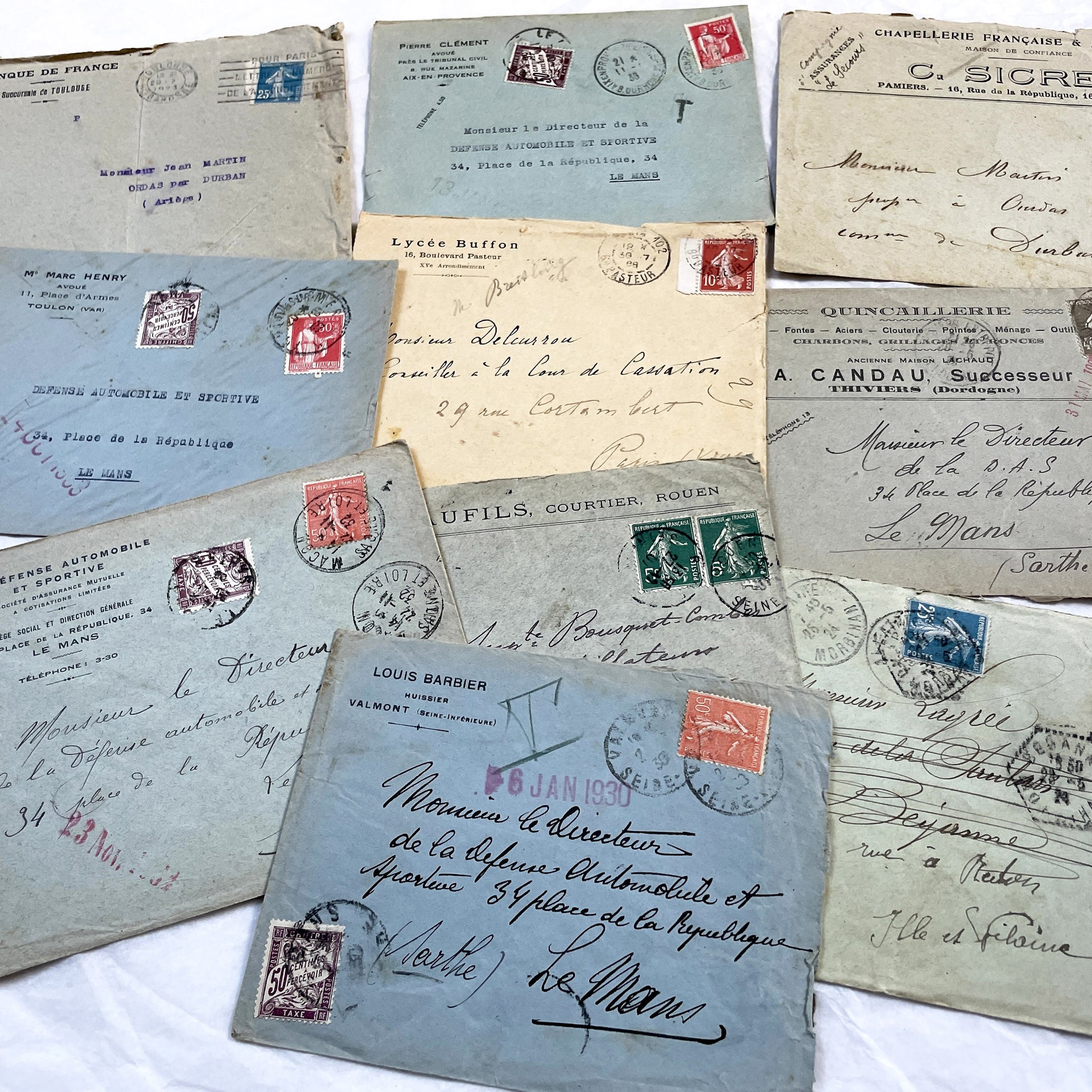 1920s - Lot of 20 Vintage French Business Envelopes – 1910s/1920s/1930s Ephemera for Junk Journals, Collage & Paper Crafts
