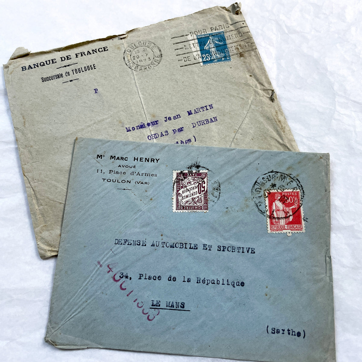 1920s - Lot of 20 Vintage French Business Envelopes – 1910s/1920s/1930s Ephemera for Junk Journals, Collage & Paper Crafts