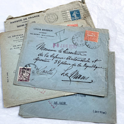 1920s - Lot of 20 Vintage French Business Envelopes – 1910s/1920s/1930s Ephemera for Junk Journals, Collage & Paper Crafts