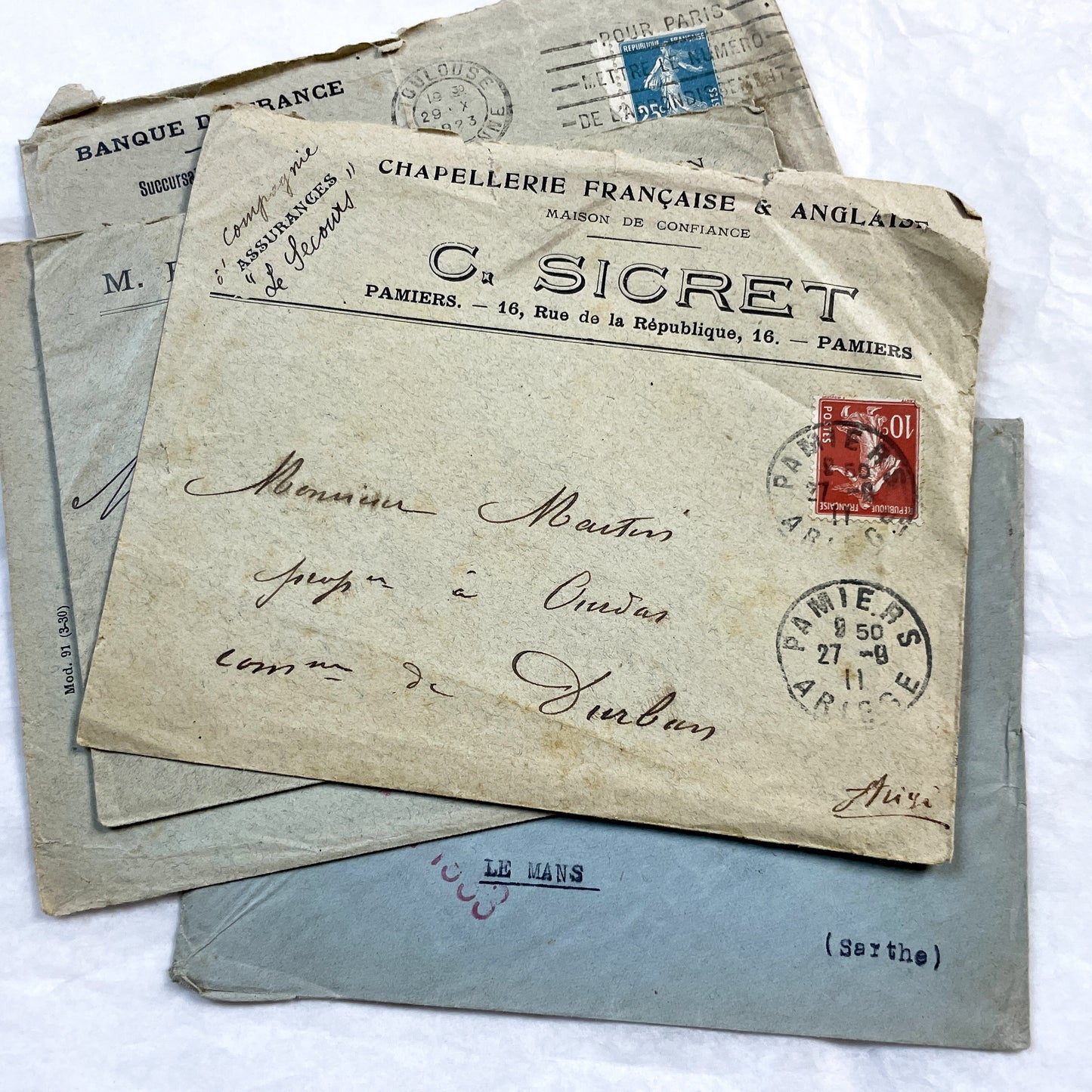 1920s - Lot of 20 Vintage French Business Envelopes – 1910s/1920s/1930s Ephemera for Junk Journals, Collage & Paper Crafts