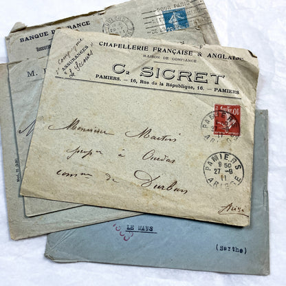 1920s - Lot of 20 Vintage French Business Envelopes – 1910s/1920s/1930s Ephemera for Junk Journals, Collage & Paper Crafts