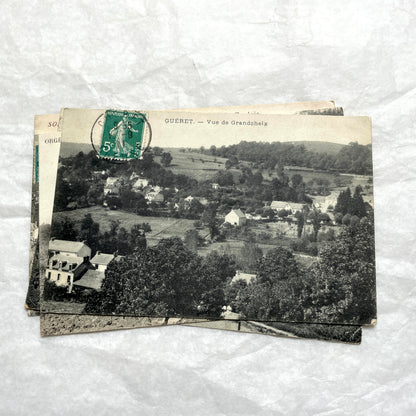 1910s French Postcard Lot - 8 vintage black and white postcards featuring diverse village scenes and landscapes.