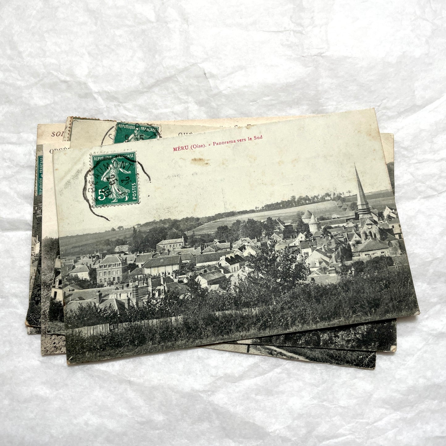 1910s French Postcard Lot - 8 vintage black and white postcards featuring diverse village scenes and landscapes.