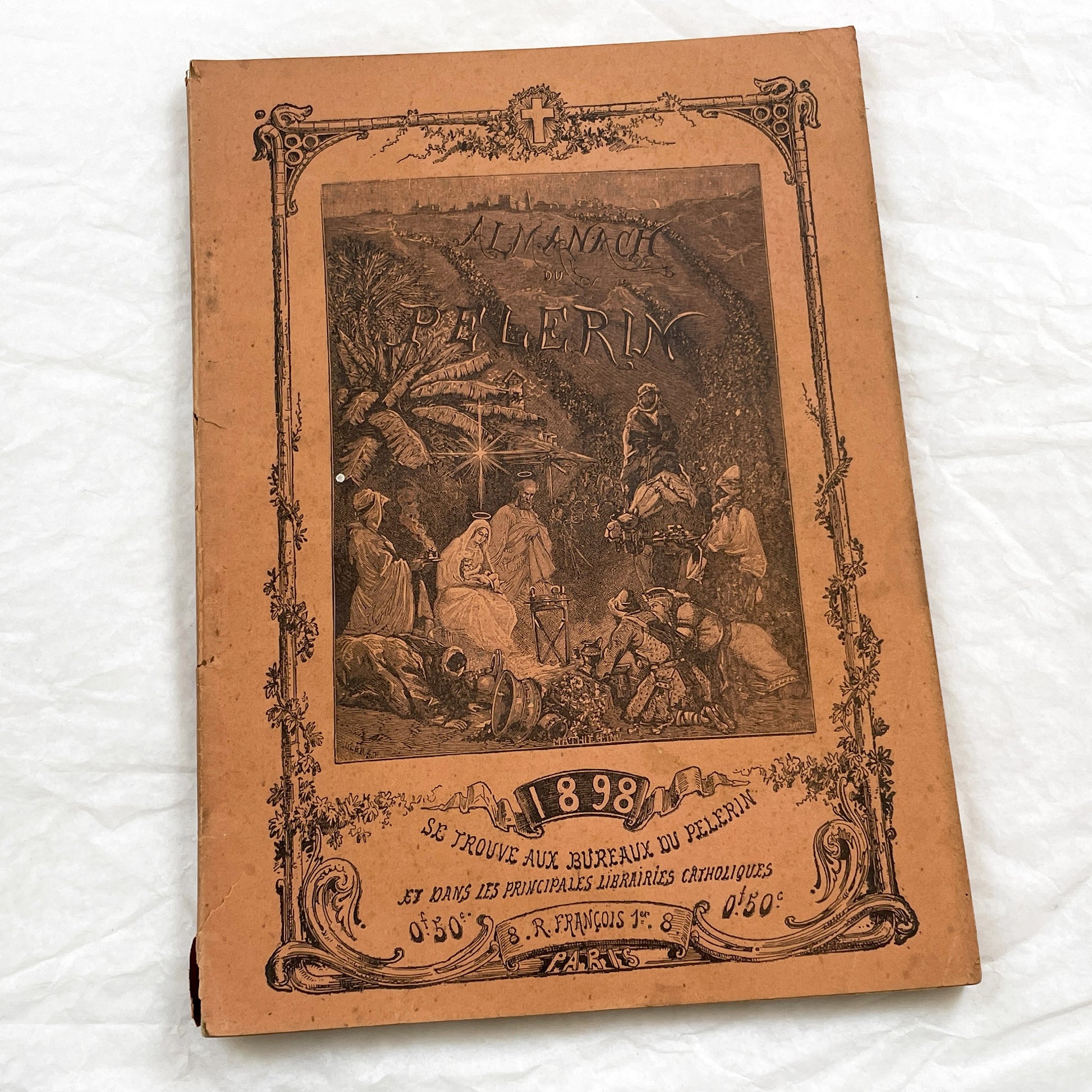 Late 19th - 1898 Almanach Du Pèlerin - Antique French Catholic Pilgrim's Almanac - Illustrated Religious Historical Annual Book