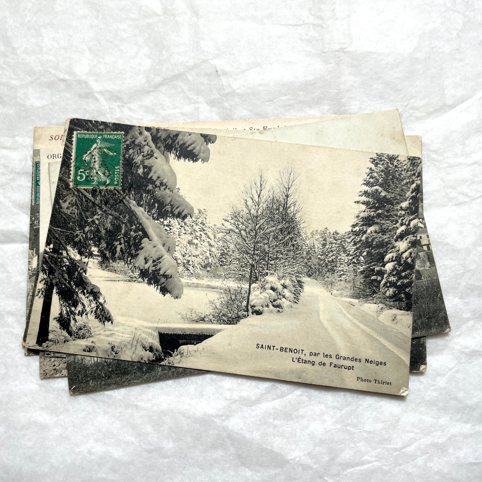 1910s French Postcard Lot - 8 vintage black and white postcards featuring diverse village scenes and landscapes.