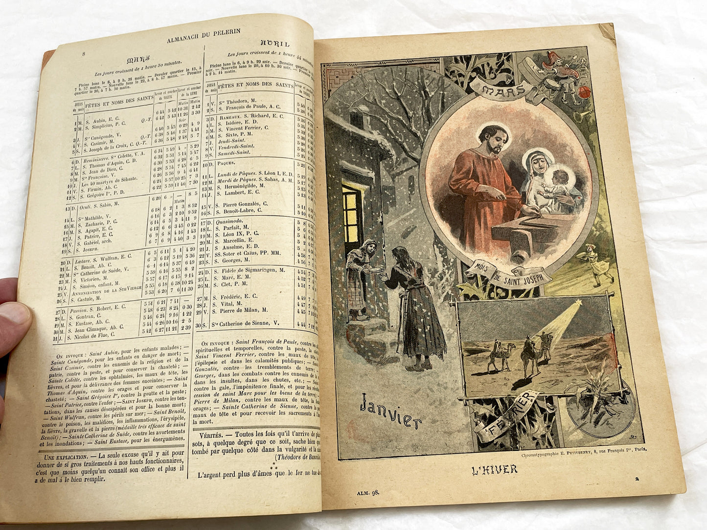 Late 19th - 1898 Almanach Du Pèlerin - Antique French Catholic Pilgrim's Almanac - Illustrated Religious Historical Annual Book