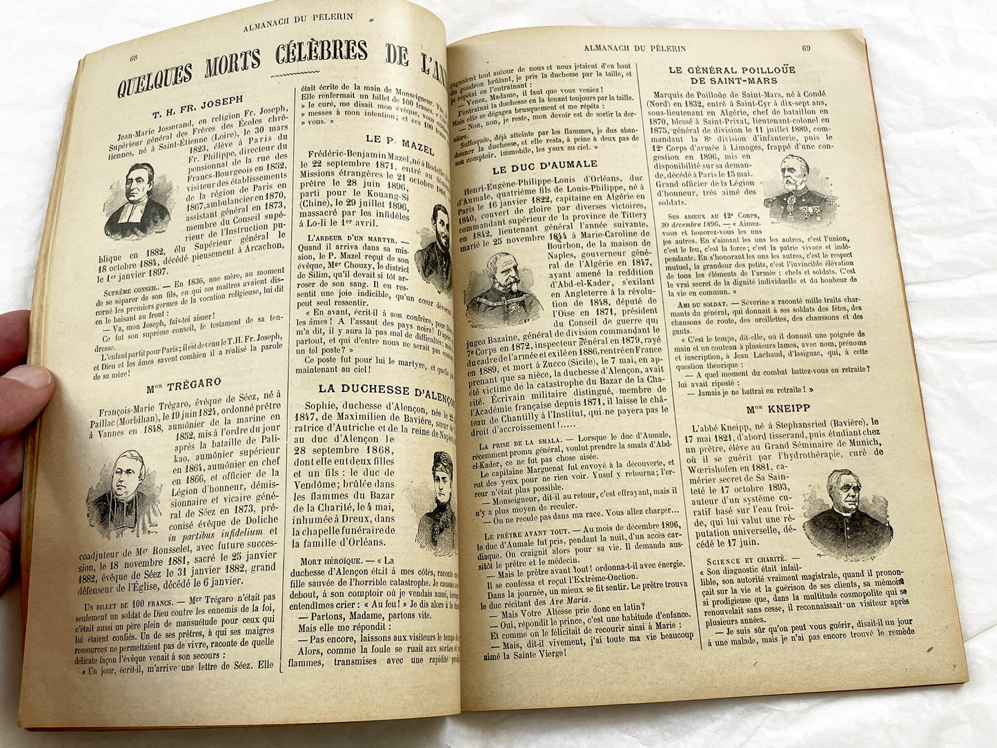 Late 19th - 1898 Almanach Du Pèlerin - Antique French Catholic Pilgrim's Almanac - Illustrated Religious Historical Annual Book