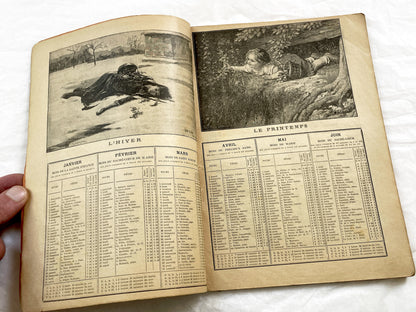 Late 19th - 1893 French Almanach du Pelerin - Antique Illustrated Catholic Almanac Book - Religious Calendar - Historical Publication