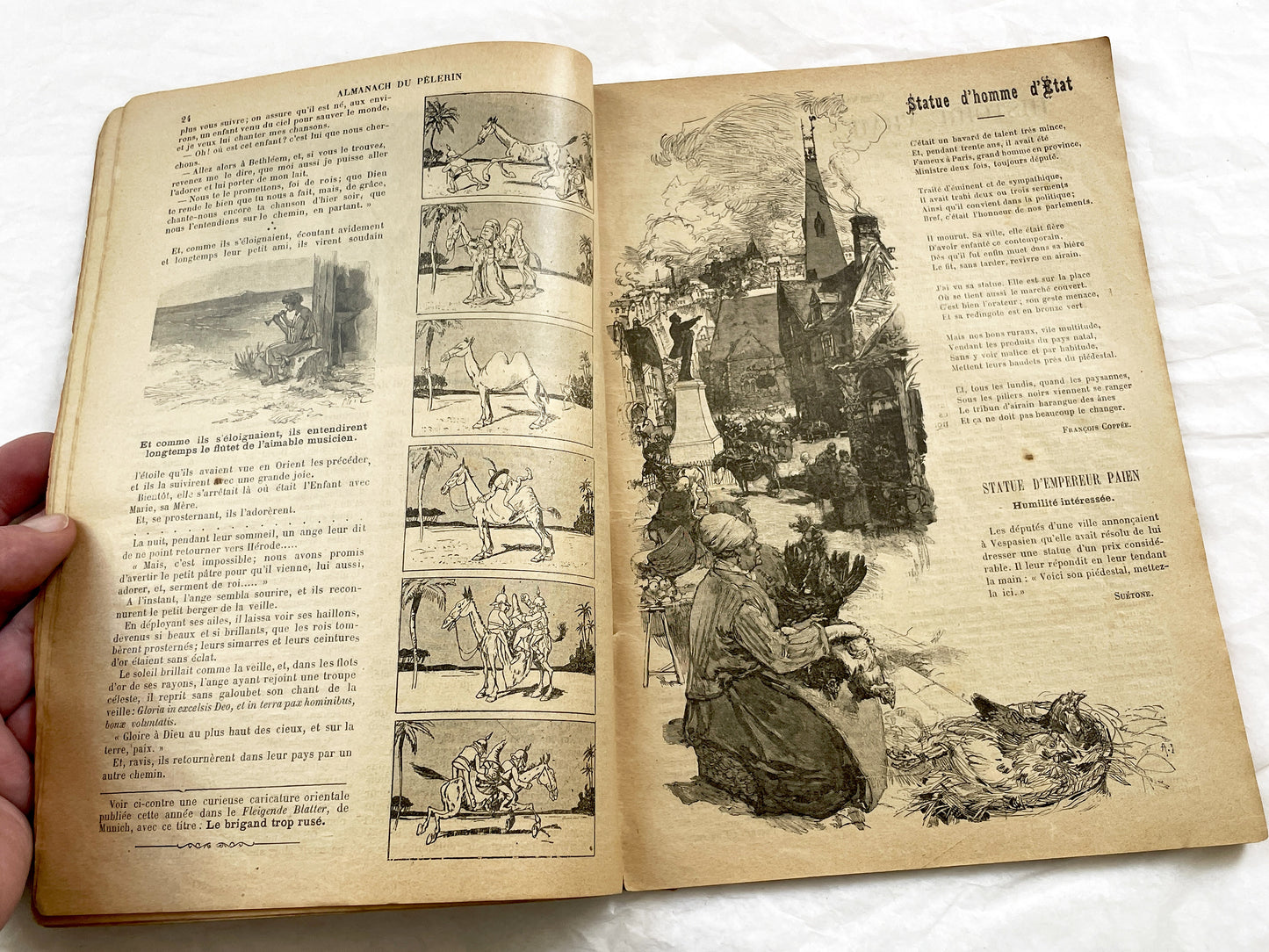 Late 19th - 1893 French Almanach du Pelerin - Antique Illustrated Catholic Almanac Book - Religious Calendar - Historical Publication