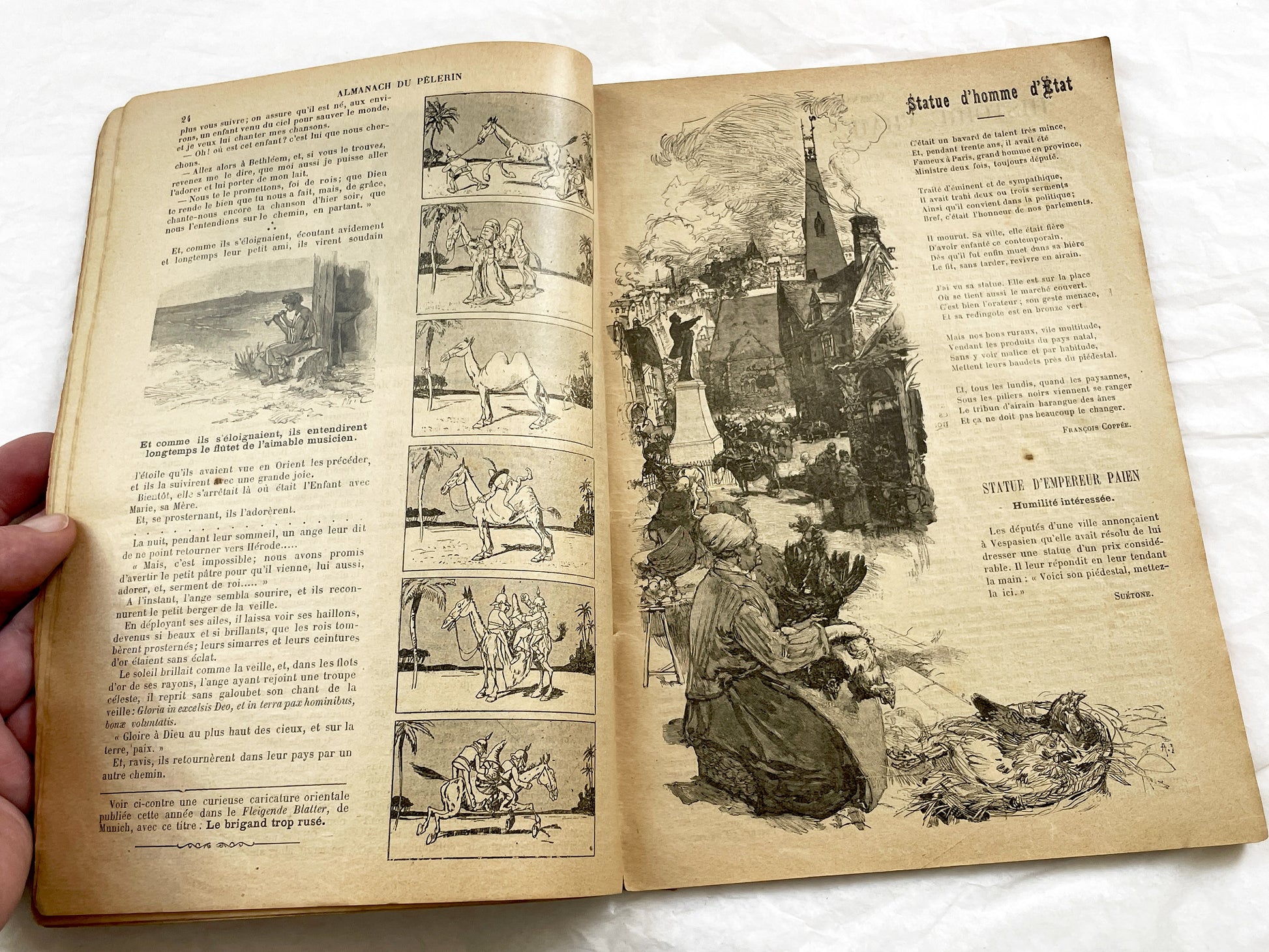 Late 19th - 1893 French Almanach du Pelerin - Antique Illustrated Catholic Almanac Book - Religious Calendar - Historical Publication
