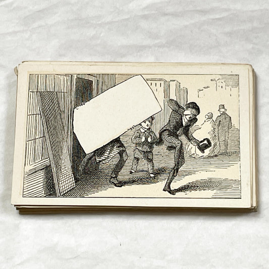 Late 19th - Humorous Fancy Trade Card - Customizable Blank Sign Carried - Victorian Advertising Collectible