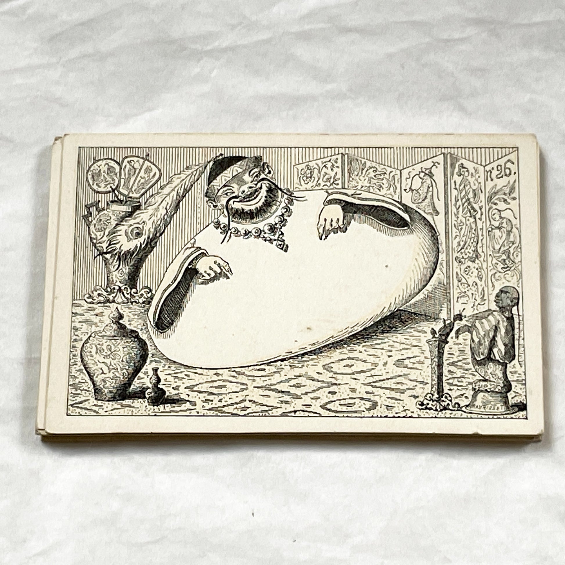 Late 19th - Humorous Orientalist Trade Card - Blank Belly Design for Custom Message - Antique Advertising Card - Whimsical Collectible