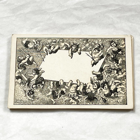 Late 19th - Antique Fancy Card with Cherubs - Customizable Devise Card - Vintage Advertising Blank - Elegant Victorian Ephemera