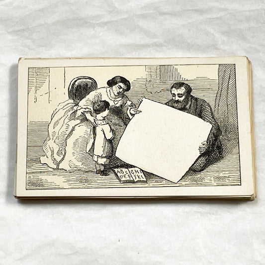 Late 19th - Victorian Fancy Card - Family Learning Alphabet - Customizable Motto Space - Vintage Advertising Ephemera