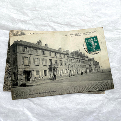Lot of 8 1900s French postcards depicting various early 20th-century French towns, cities, and landscapes.