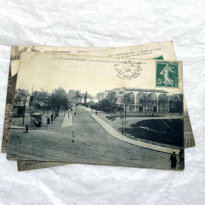 Lot of 8 1900s French postcards depicting various early 20th-century French towns, cities, and landscapes.