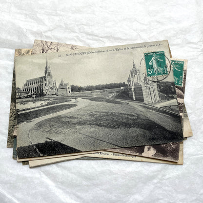 Lot of 8 1900s French postcards depicting various early 20th-century French towns, cities, and landscapes.