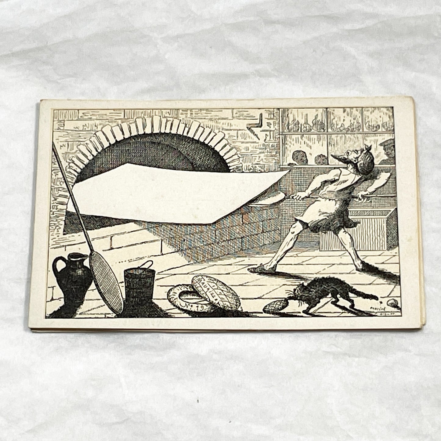 Late 19th - Vintage Trade Card Featuring Baker with Oven and Cat - Customizable Shop Advertisement - Antique French Ephemera