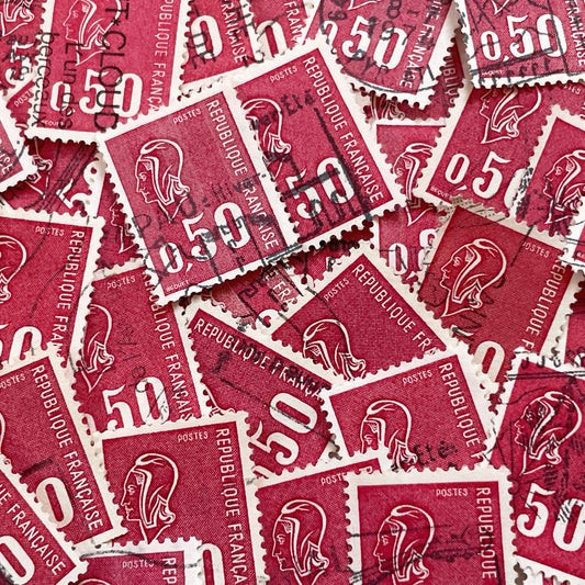 1970s - Set of 50 French Postage Stamps - Marianne Bequet Design - 0.50 Francs - Vintage Philatelic Collectibles - French Republic Postal