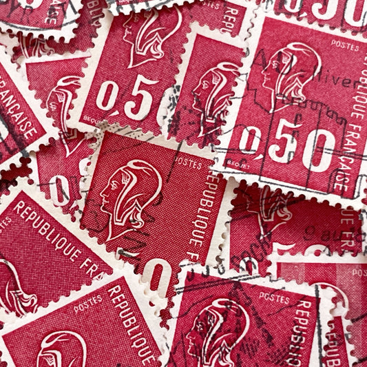 1970s - Set of 50 French Postage Stamps - Marianne Bequet Design - 0.50 Francs - Vintage Philatelic Collectibles - French Republic Postal