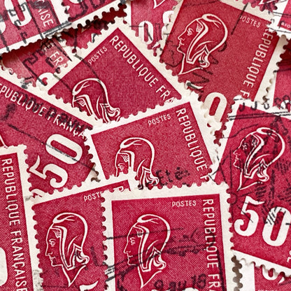 1970s - Set of 50 French Postage Stamps - Marianne Bequet Design - 0.50 Francs - Vintage Philatelic Collectibles - French Republic Postal