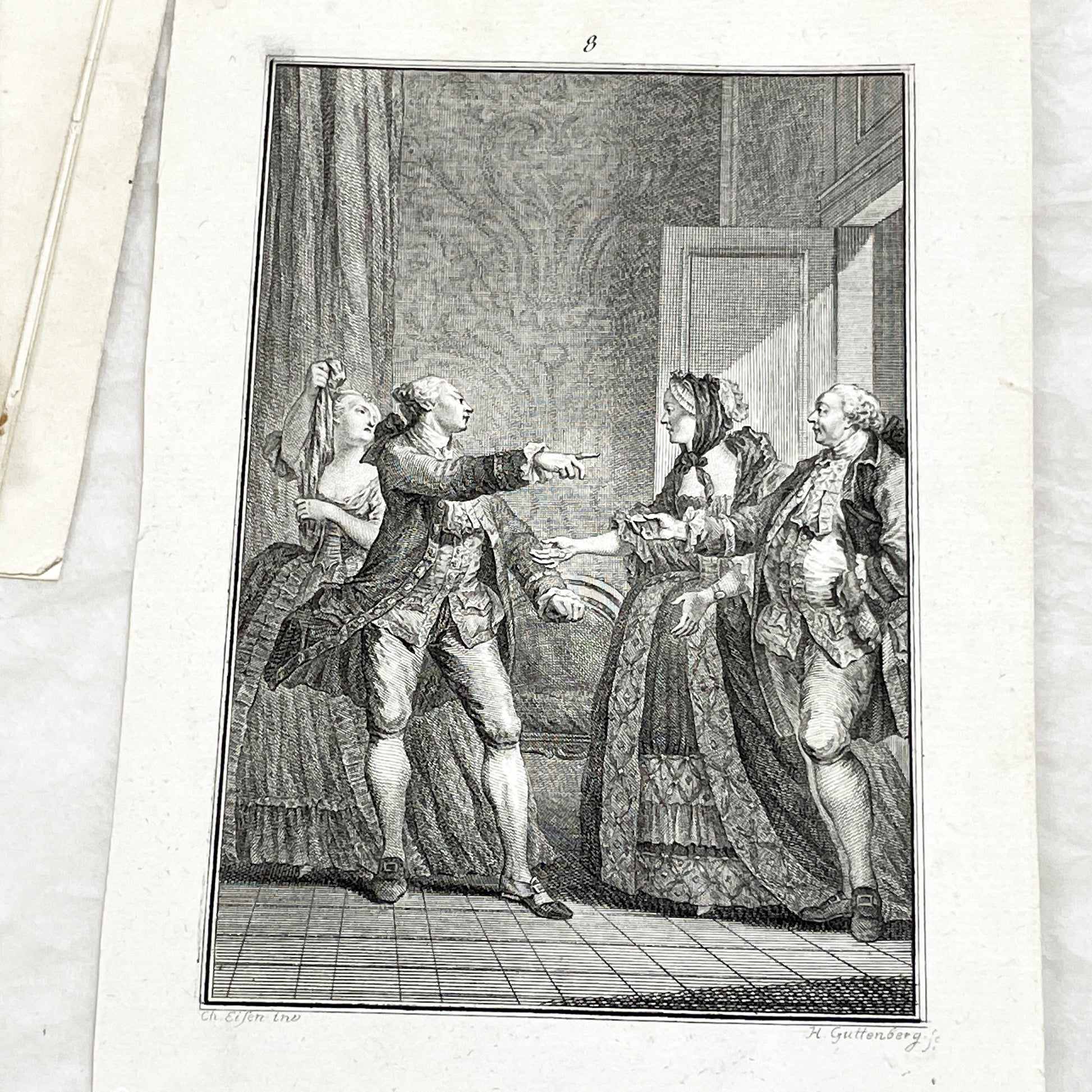1783 - Engraving - Charles Eisen & Heinrich Guttenberg Engraving - Les Époux Malheureux Scene - French Rococo Print