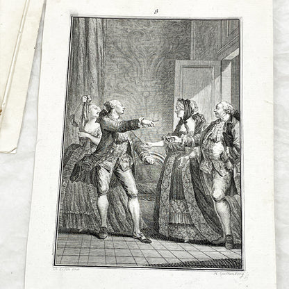 1783 - Engraving - Charles Eisen & Heinrich Guttenberg Engraving - Les Époux Malheureux Scene - French Rococo Print
