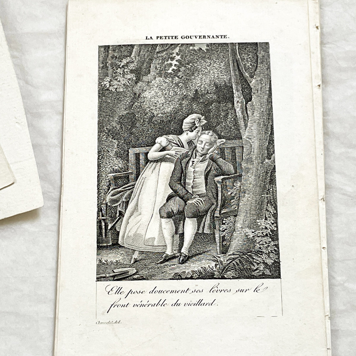 Early 19th - French Engraving - 'The Little Governess' Scene - Chasselat Design - Romantic Illustration - Sentimental Art Print