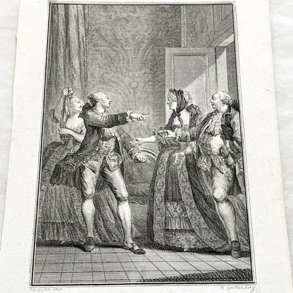 1783 - Engraving - Charles Eisen & Heinrich Guttenberg Engraving - Les Époux Malheureux Scene - French Rococo Print