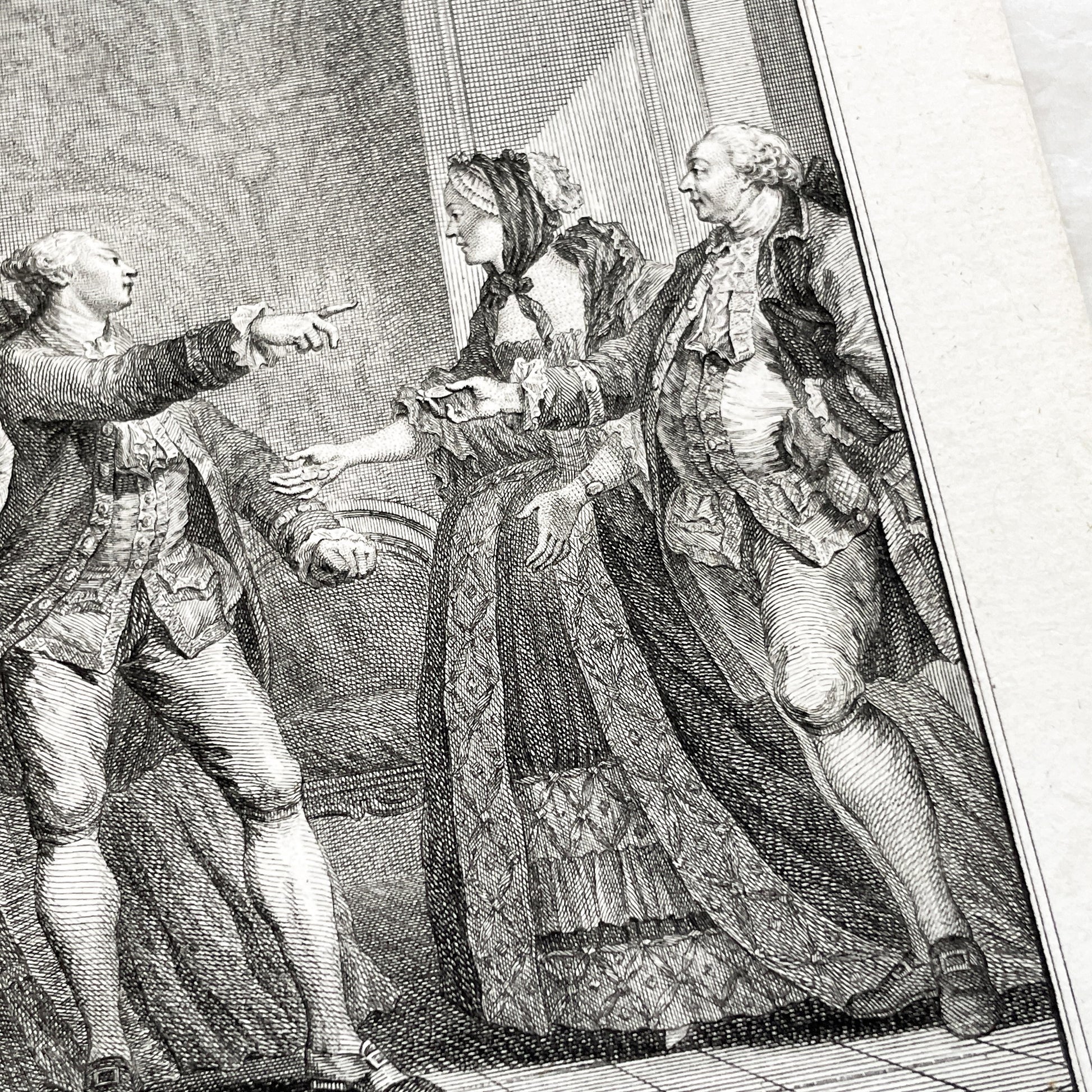 1783 - Engraving - Charles Eisen & Heinrich Guttenberg Engraving - Les Époux Malheureux Scene - French Rococo Print