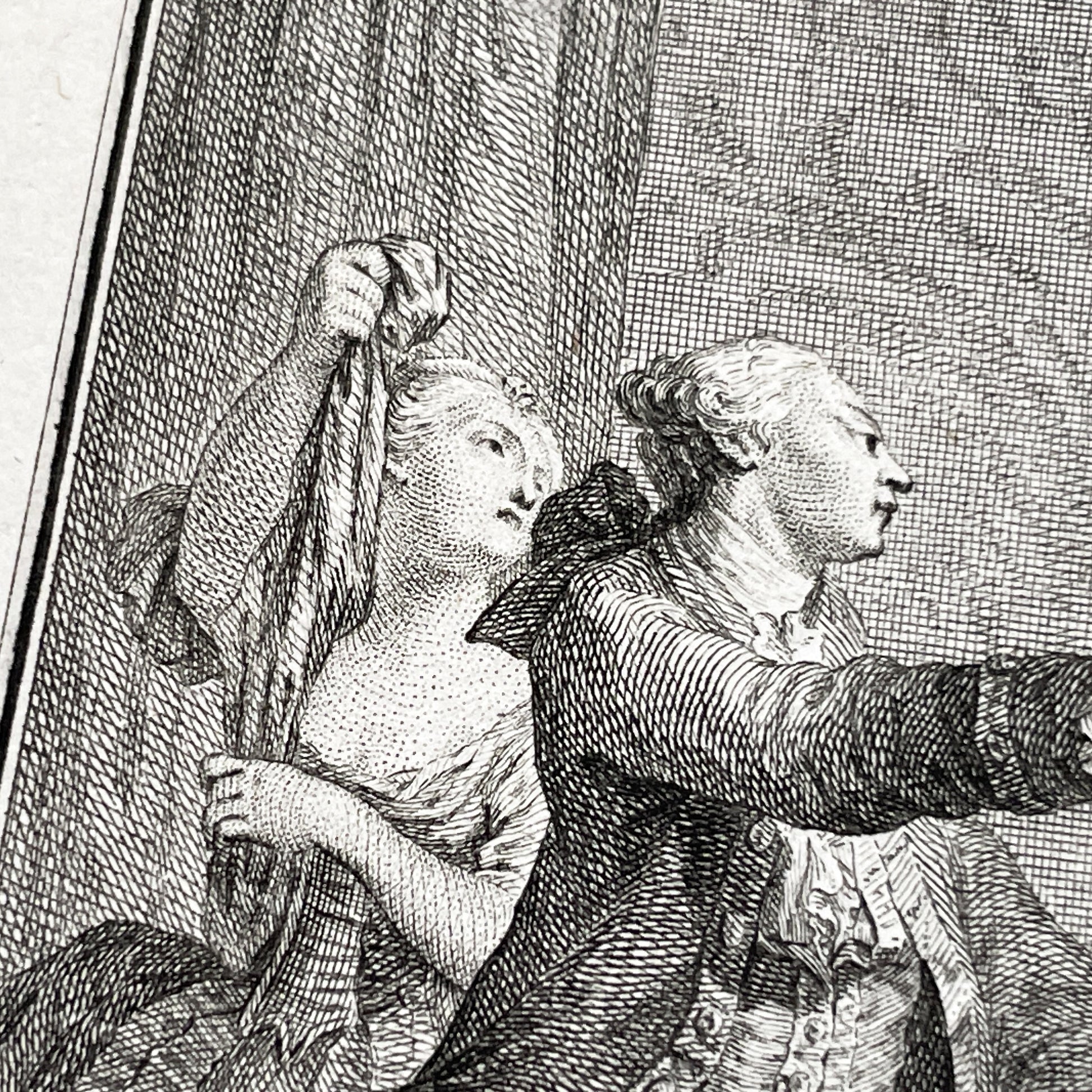 1783 - Engraving - Charles Eisen & Heinrich Guttenberg Engraving - Les Époux Malheureux Scene - French Rococo Print