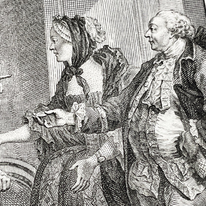 1783 - Engraving - Charles Eisen & Heinrich Guttenberg Engraving - Les Époux Malheureux Scene - French Rococo Print