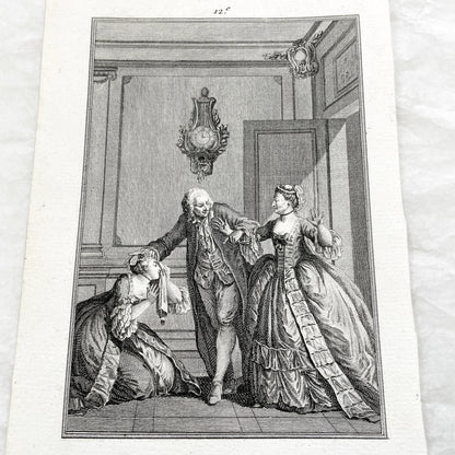 1783 - Engraving - Charles Eisen & Heinrich Guttenberg Engraving - Les Époux Malheureux Scene - French Rococo Print
