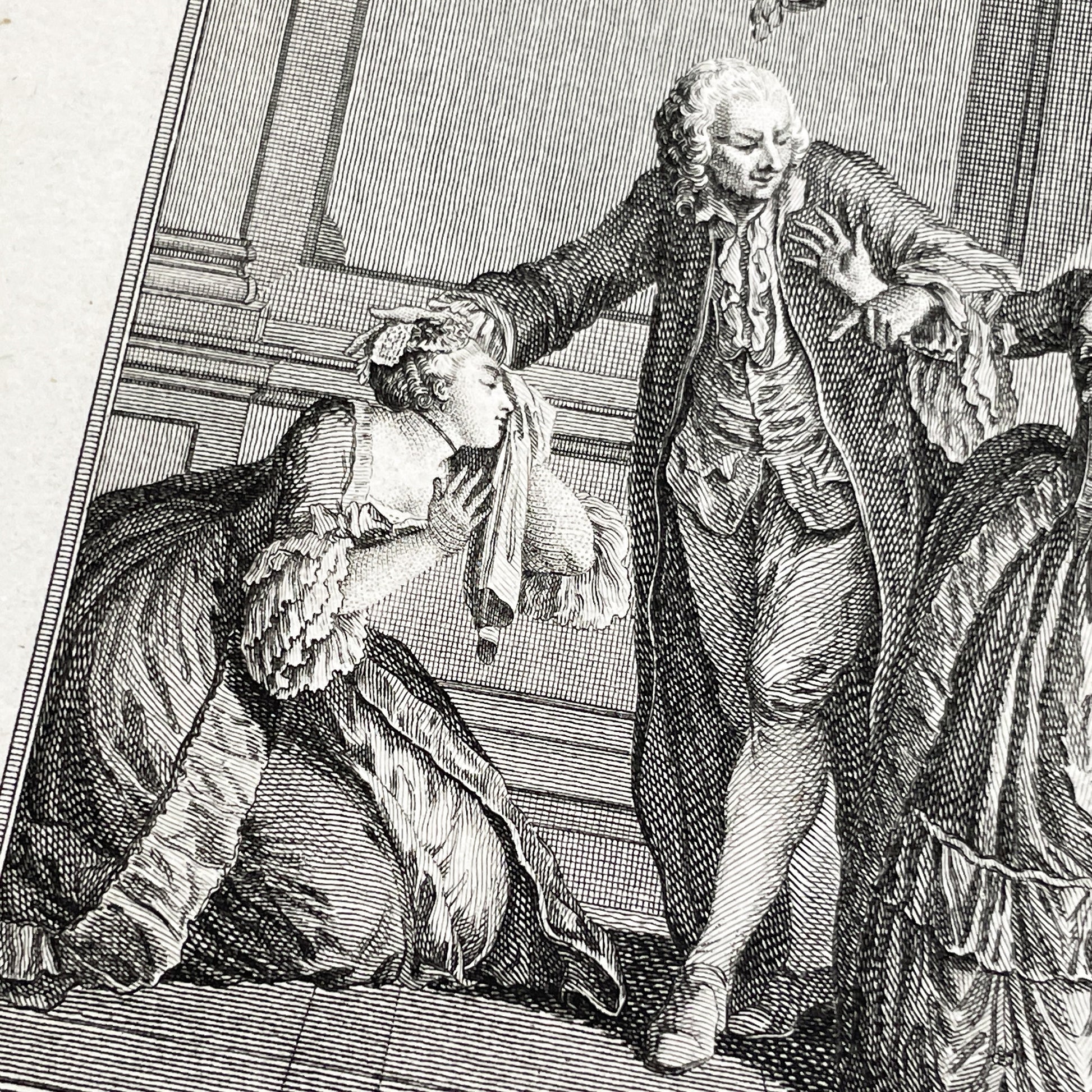 1783 - Engraving - Charles Eisen & Heinrich Guttenberg Engraving - Les Époux Malheureux Scene - French Rococo Print