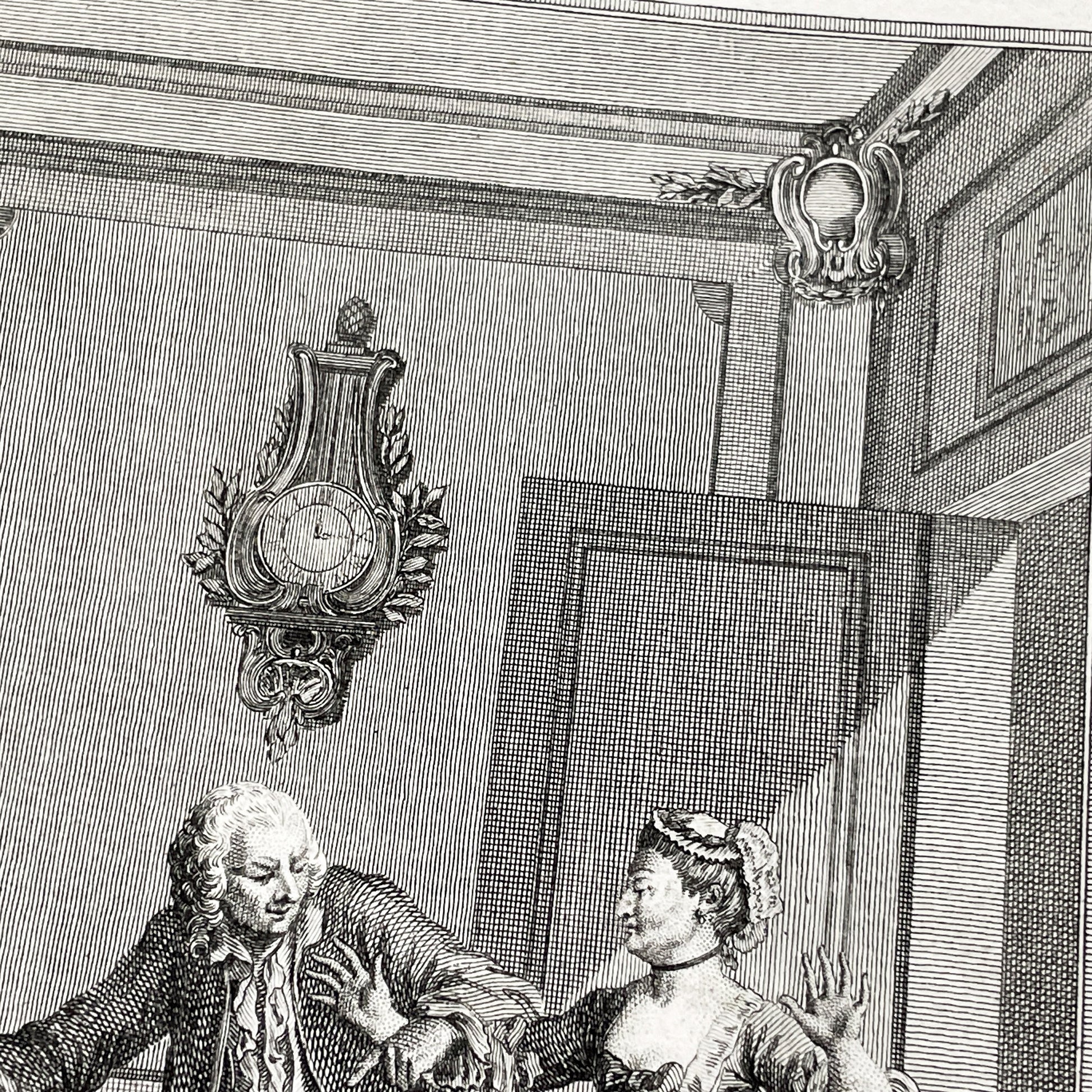 1783 - Engraving - Charles Eisen & Heinrich Guttenberg Engraving - Les Époux Malheureux Scene - French Rococo Print