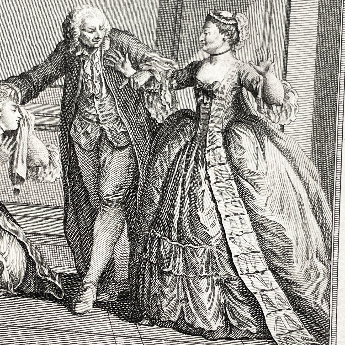 1783 - Engraving - Charles Eisen & Heinrich Guttenberg Engraving - Les Époux Malheureux Scene - French Rococo Print