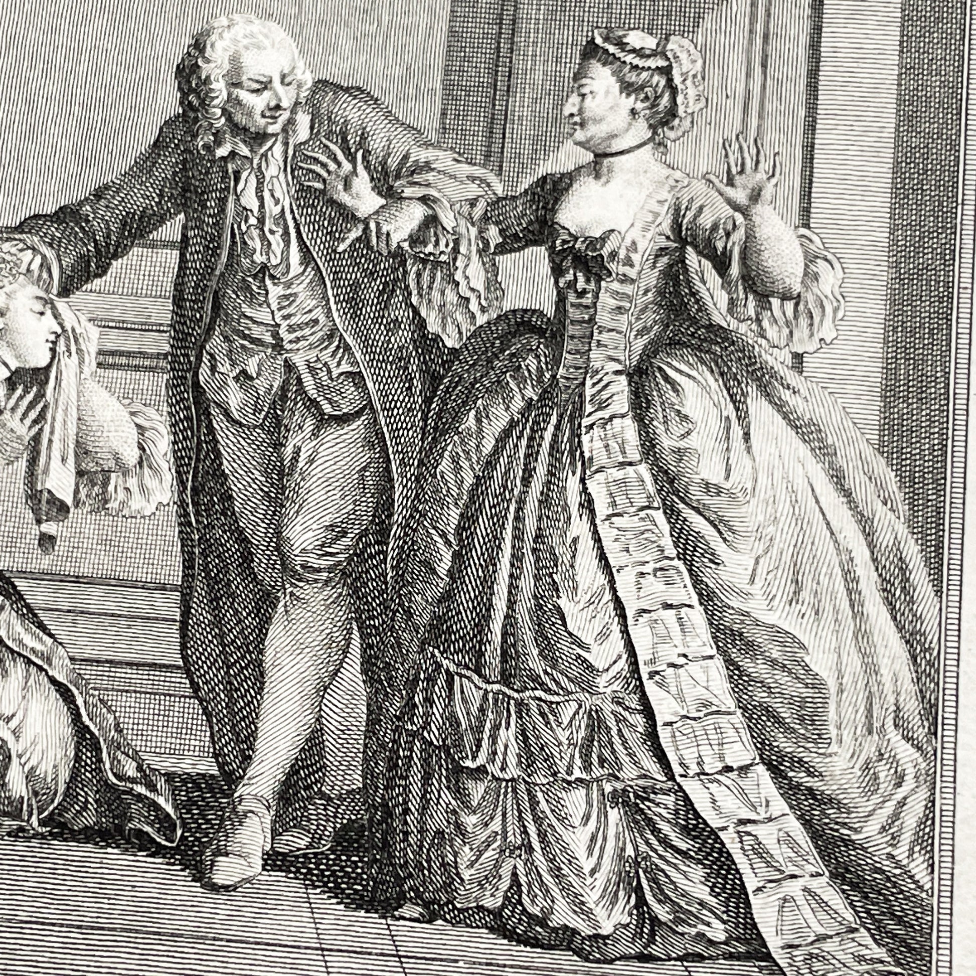 1783 - Engraving - Charles Eisen & Heinrich Guttenberg Engraving - Les Époux Malheureux Scene - French Rococo Print