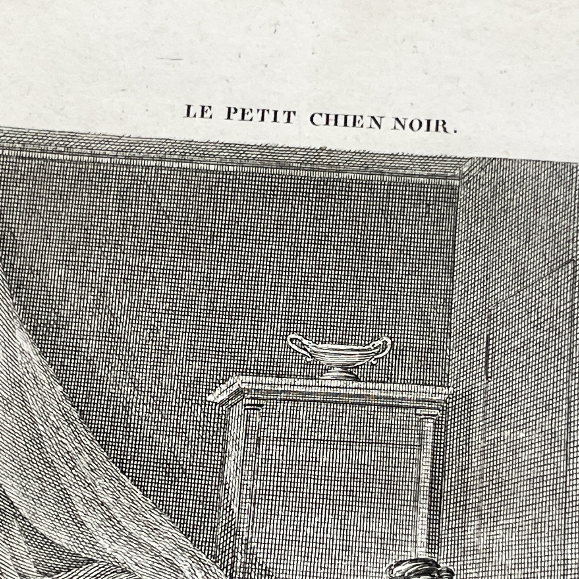 Early 19th - Captivating French Engraving depicting a domestic scene from 'Le Petit Chien Noir' - Antique Print - Literary Illustration