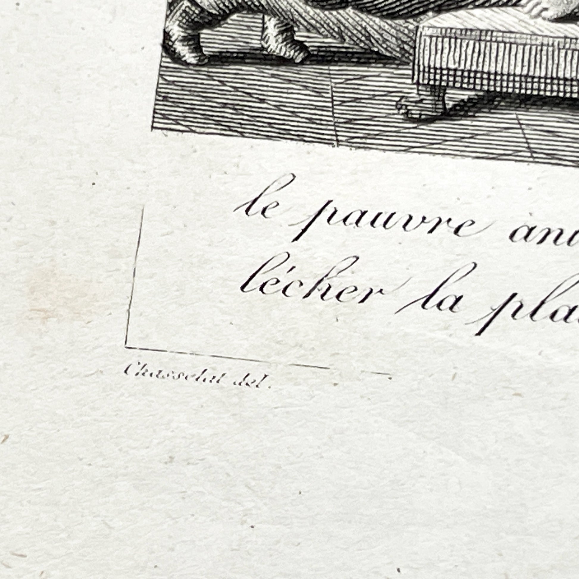 Early 19th - Captivating French Engraving depicting a domestic scene from 'Le Petit Chien Noir' - Antique Print - Literary Illustration