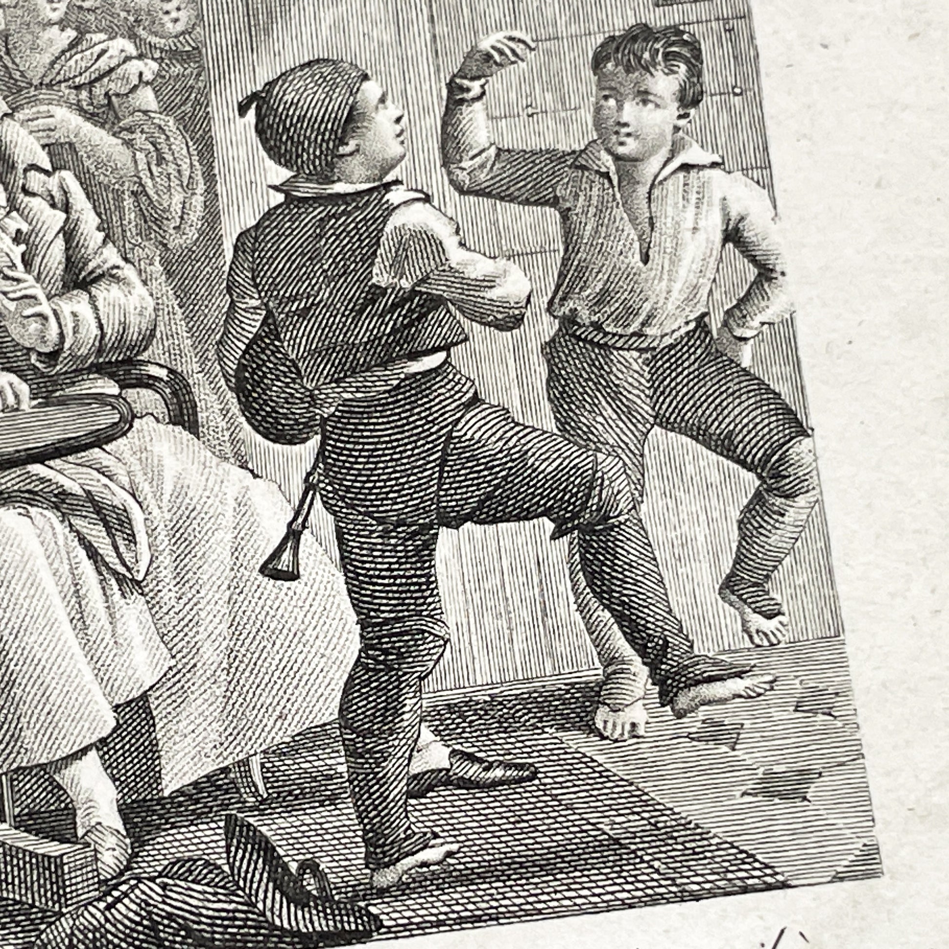 Early 19th - French Engraving with Hand-Coloring - 'La Pièce d'Or' Scene - Family - Children - Historical Art Print by Chasselat